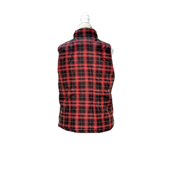 Merona Women's Reversible Vest Jacket Size L Coat Plaid Checks  Black Red Zip - Picture 11 of 15